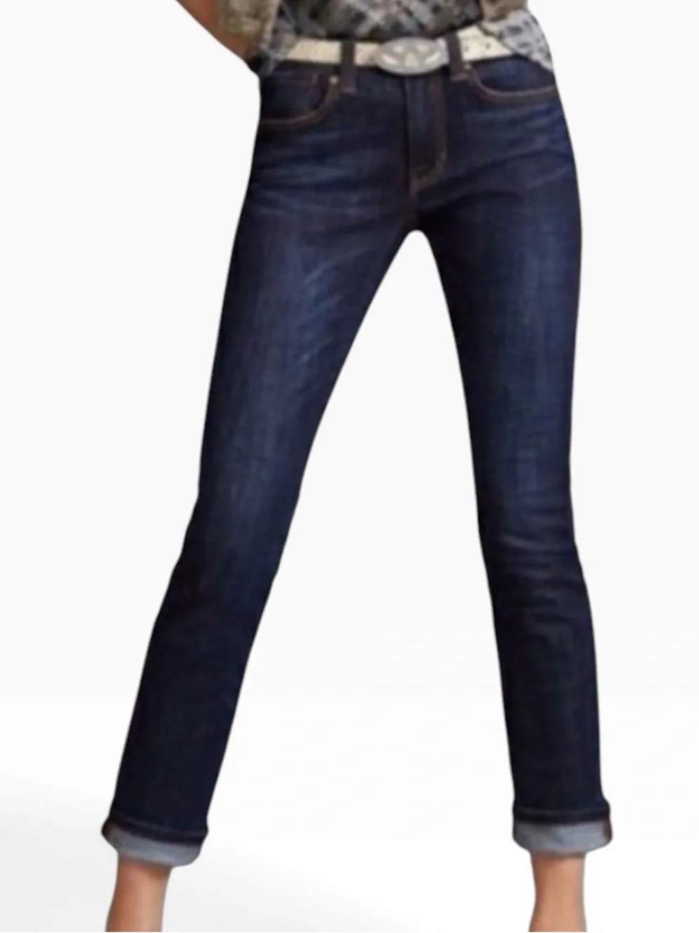 Cabi High Straight Blue Denim Stretch Jeans Style 3386